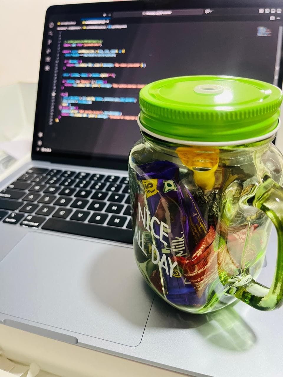 A laptop, a snack jar, and something to build — the real essentials